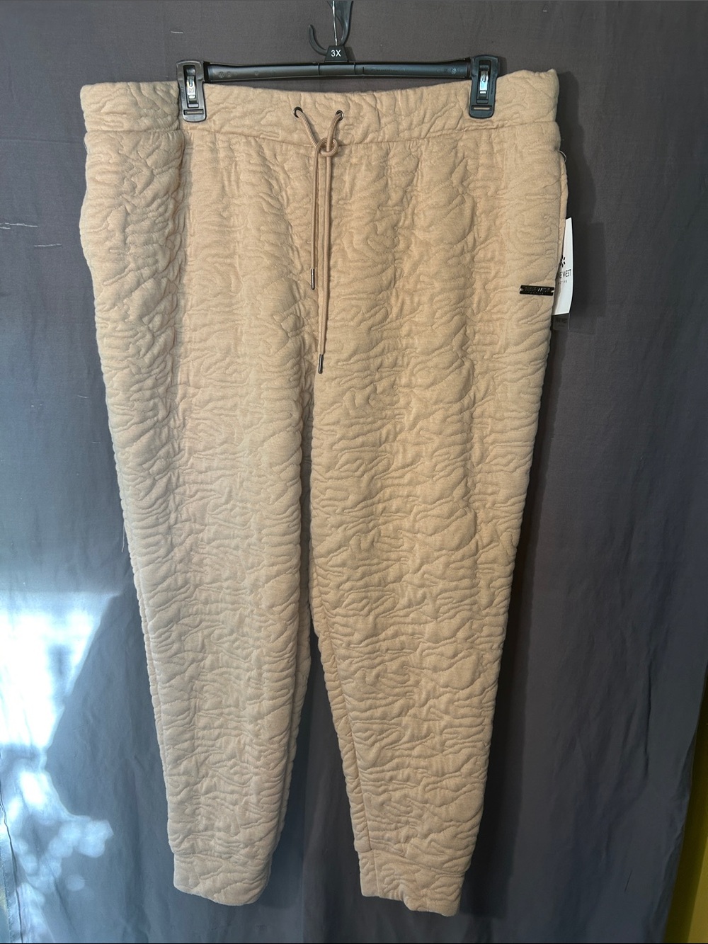 Nine West Quilted Tan Jogger Pants - Drawstring Waist